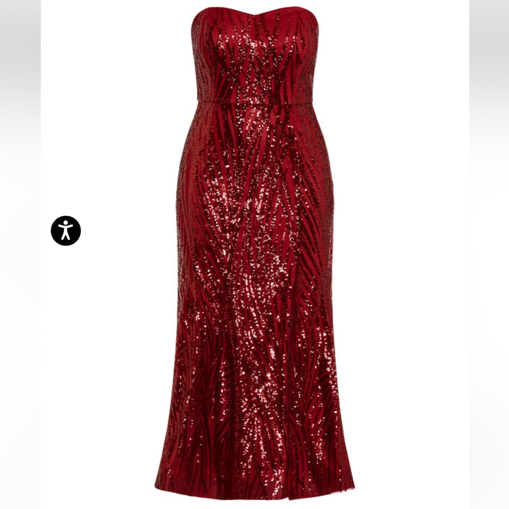 City Chic Strapless Red Sequin Dress